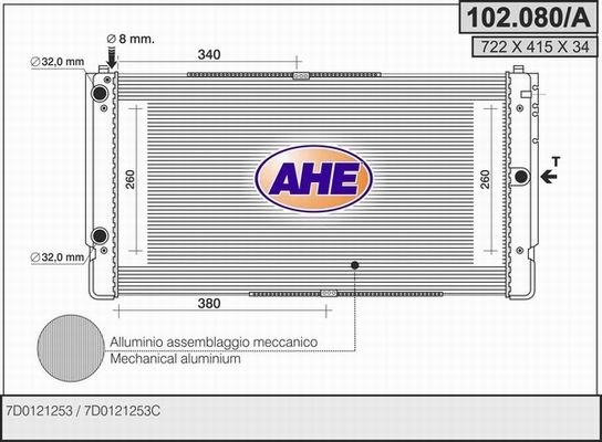 AHE Jäähdytin,moottorin jäähdytys 102.080/A