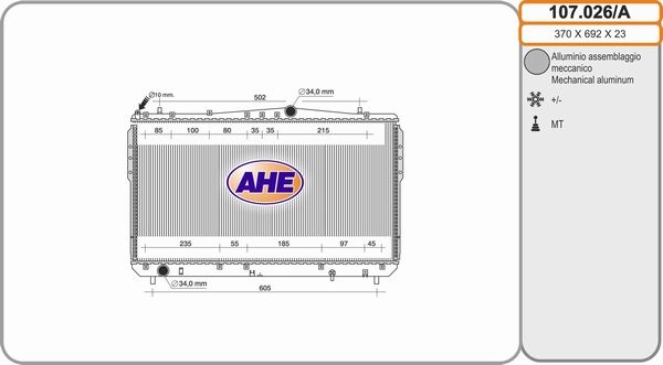 AHE Jäähdytin,moottorin jäähdytys 107.026/A
