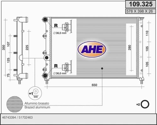 AHE Jäähdytin,moottorin jäähdytys 109.325