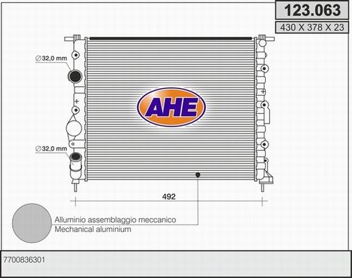 AHE Jäähdytin,moottorin jäähdytys 123.063