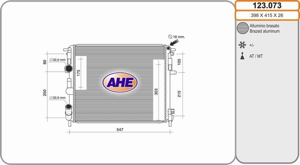 AHE Jäähdytin,moottorin jäähdytys 123.073