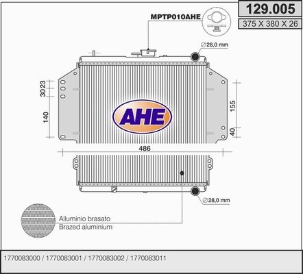 AHE Jäähdytin,moottorin jäähdytys 129.005