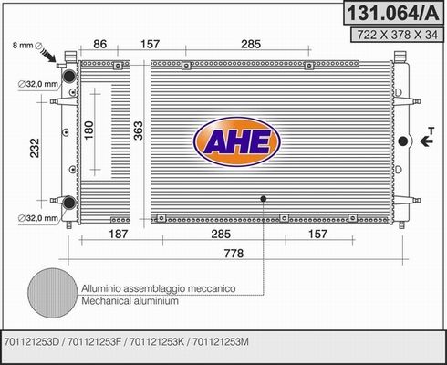 AHE Jäähdytin,moottorin jäähdytys 131.064/A