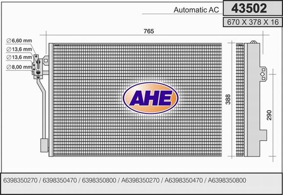 AHE Lauhdutin, ilmastointilaite 43502