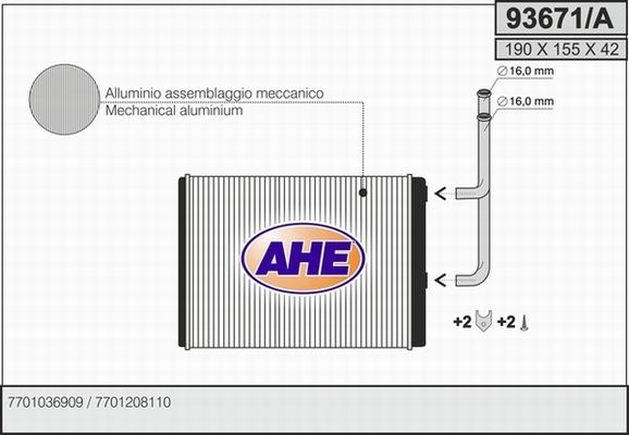 AHE Lämmityslaitteen kenno 93671/A