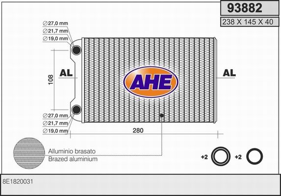 AHE Lämmityslaitteen kenno 93882