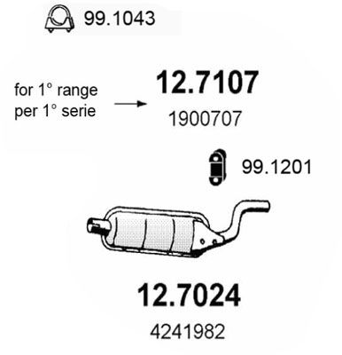 ASSO Takaäänenvaimentaja 12.7024