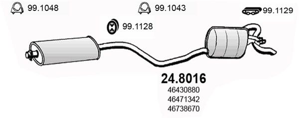 ASSO Keski-/takaäänenvaimentaja 24.8016