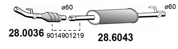 ASSO Keskiäänenvaimentaja 28.6043