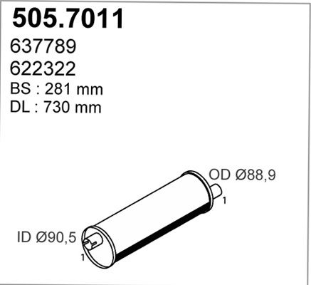 ASSO Keski-/takaäänenvaimentaja 505.7011