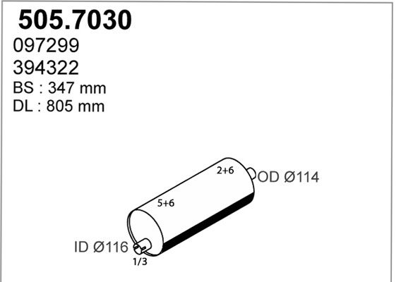 ASSO Keski-/takaäänenvaimentaja 505.7030