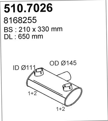 ASSO Keski-/takaäänenvaimentaja 510.7026