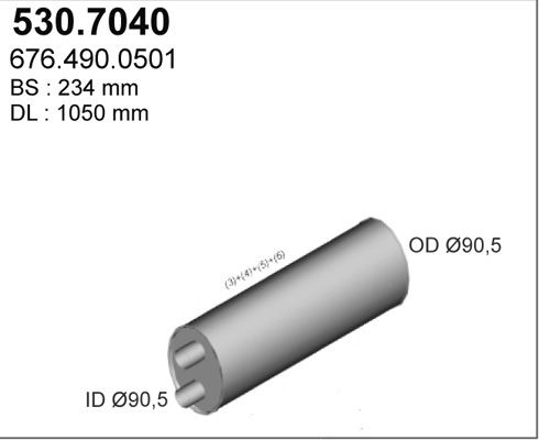 ASSO Keski-/takaäänenvaimentaja 530.7040