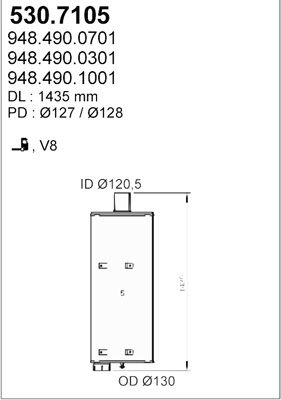 ASSO Keski-/takaäänenvaimentaja 530.7105