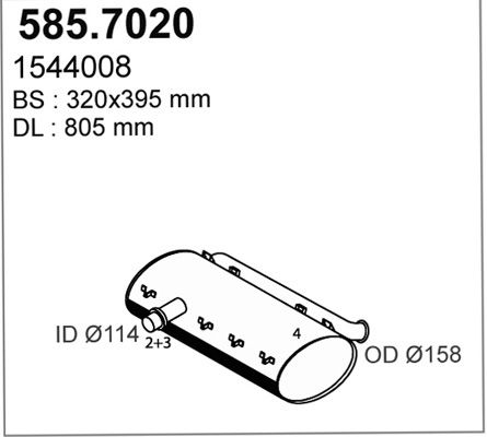 ASSO Keski-/takaäänenvaimentaja 585.7020