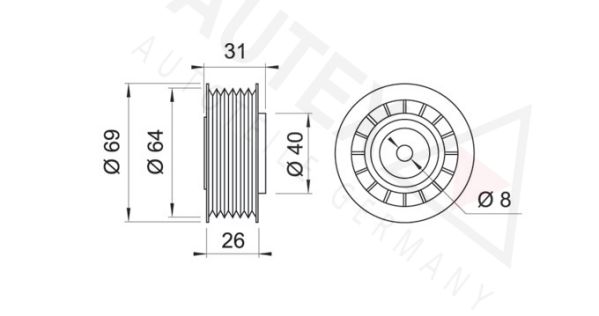 AUTEX Ohjainrulla, moniurahihna 641680