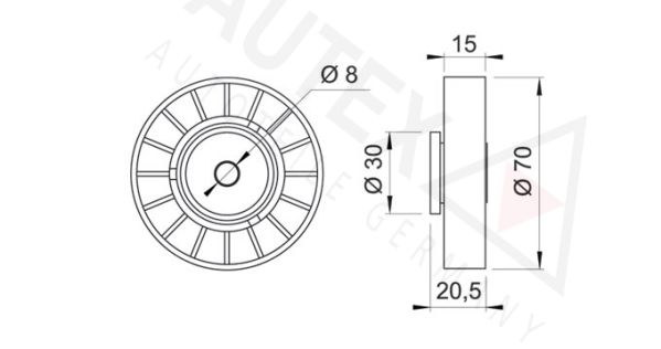 AUTEX Ohjainrulla, moniurahihna 651290