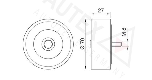 AUTEX Ohjainrulla, moniurahihna 654080