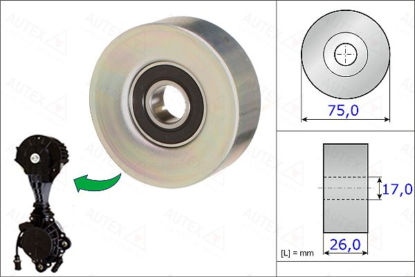 AUTEX Ohjainrulla, moniurahihna 654880