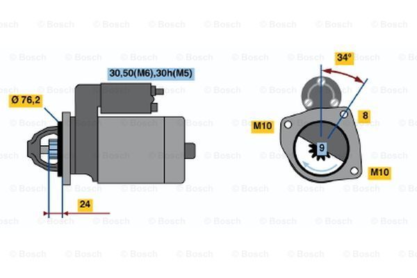 BOSCH Käynnistinmoottori 0 001 107 442