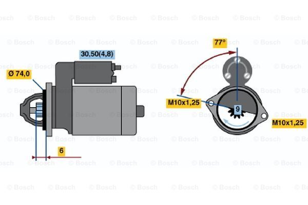 BOSCH Käynnistinmoottori 0 001 110 132