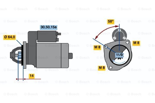 BOSCH Käynnistinmoottori 0 986 010 450