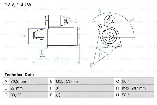 BOSCH Käynnistinmoottori 0 986 016 780