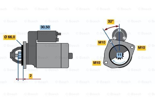 BOSCH Käynnistinmoottori 0 986 017 391