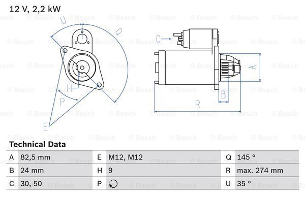 BOSCH Käynnistinmoottori 0 986 018 250