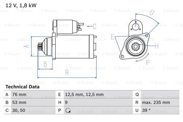 BOSCH Käynnistinmoottori 0 986 019 550