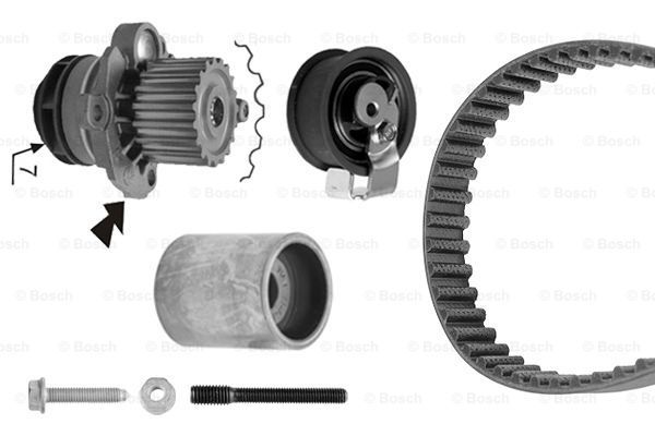 BOSCH Vesipumppu + jakohihnasarja 1 987 946 416