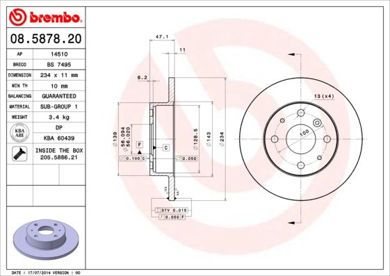 BREMBO Jarrulevy 08.5878.20