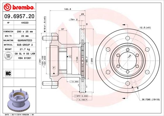 BREMBO Jarrulevy 09.6957.20