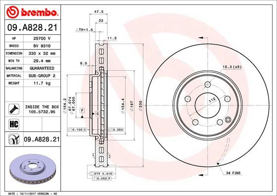 BREMBO Jarrulevy 09.A828.21