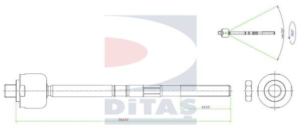 DITAS Raidetangon pää, suora A2-5413