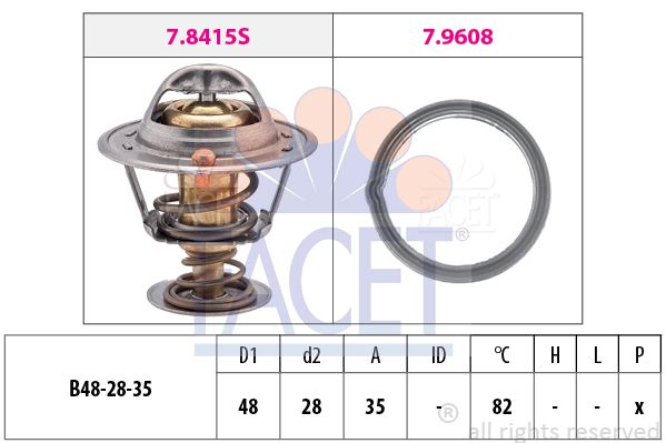 FACET Termostaatti, jäähdytysneste 7.8415