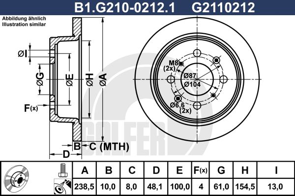 GALFER Jarrulevy B1.G210-0212.1