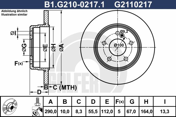 GALFER Jarrulevy B1.G210-0217.1