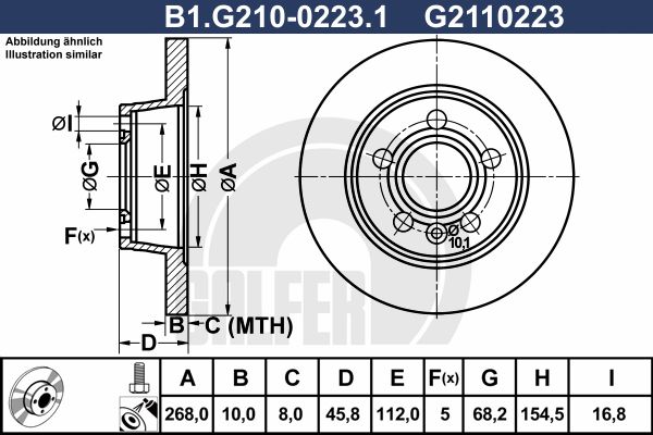 GALFER Jarrulevy B1.G210-0223.1