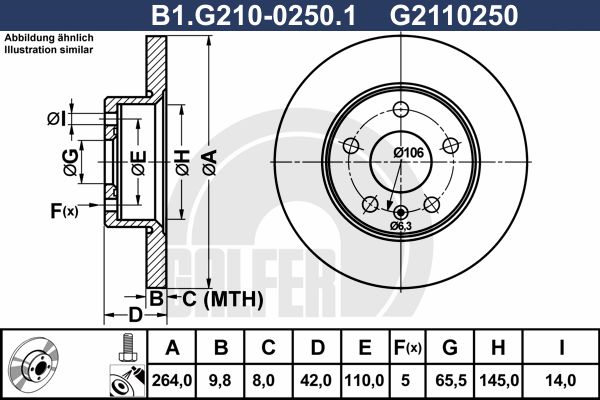 GALFER Jarrulevy B1.G210-0250.1