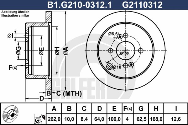 GALFER Jarrulevy B1.G210-0312.1