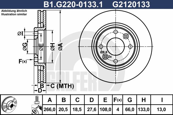 GALFER Jarrulevy B1.G220-0133.1