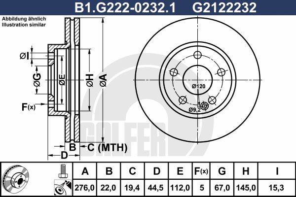 GALFER Jarrulevy B1.G222-0232.1