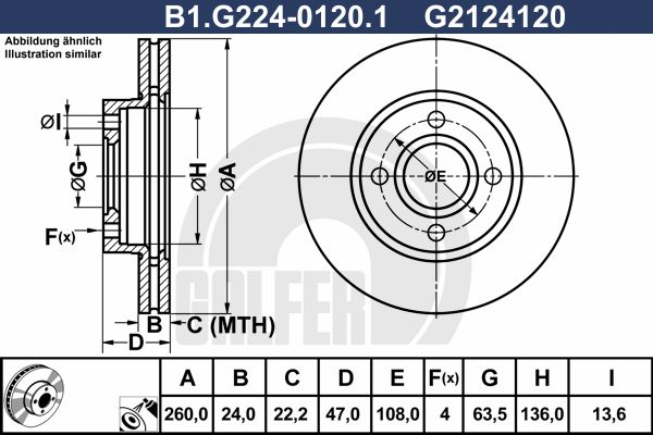 GALFER Jarrulevy B1.G224-0120.1