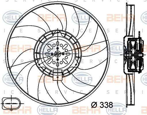 HELLA Tuuletin, moottorin jäähdytys 8EW 351 044-361