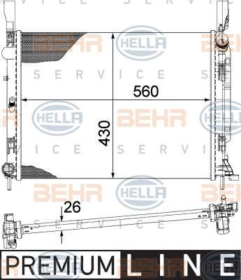 HELLA Jäähdytin,moottorin jäähdytys 8MK 376 755-501