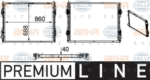 HELLA Jäähdytin,moottorin jäähdytys 8MK 376 756-171