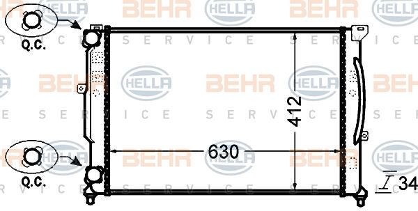 HELLA Jäähdytin,moottorin jäähdytys 8MK 376 766-354