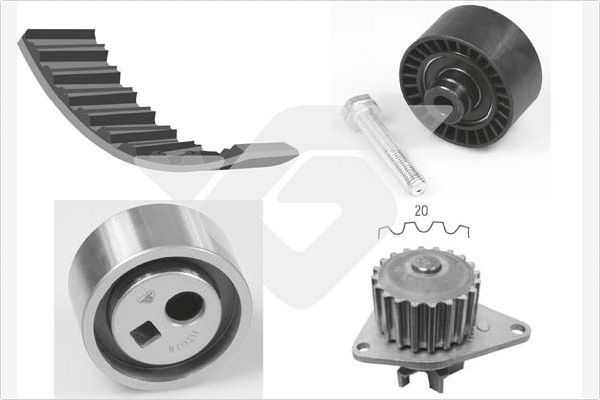 HUTCHINSON Vesipumppu + jakohihnasarja KH 04WP05