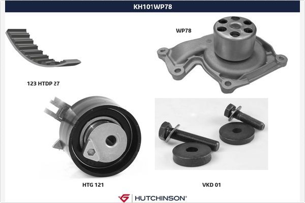 HUTCHINSON Vesipumppu + jakohihnasarja KH 101WP78